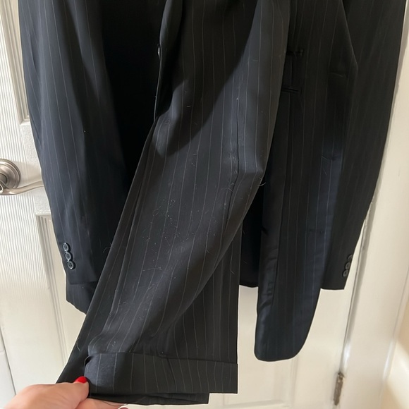 2 Piece Pin Stripe Suit Size 44L Men’s Black - Picture 6 of 6
